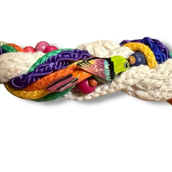 Vtg 70s 80s Boho Hippie Braided Bird Bead Belt Phaedora J. Designs Lori Kincaid main image 10